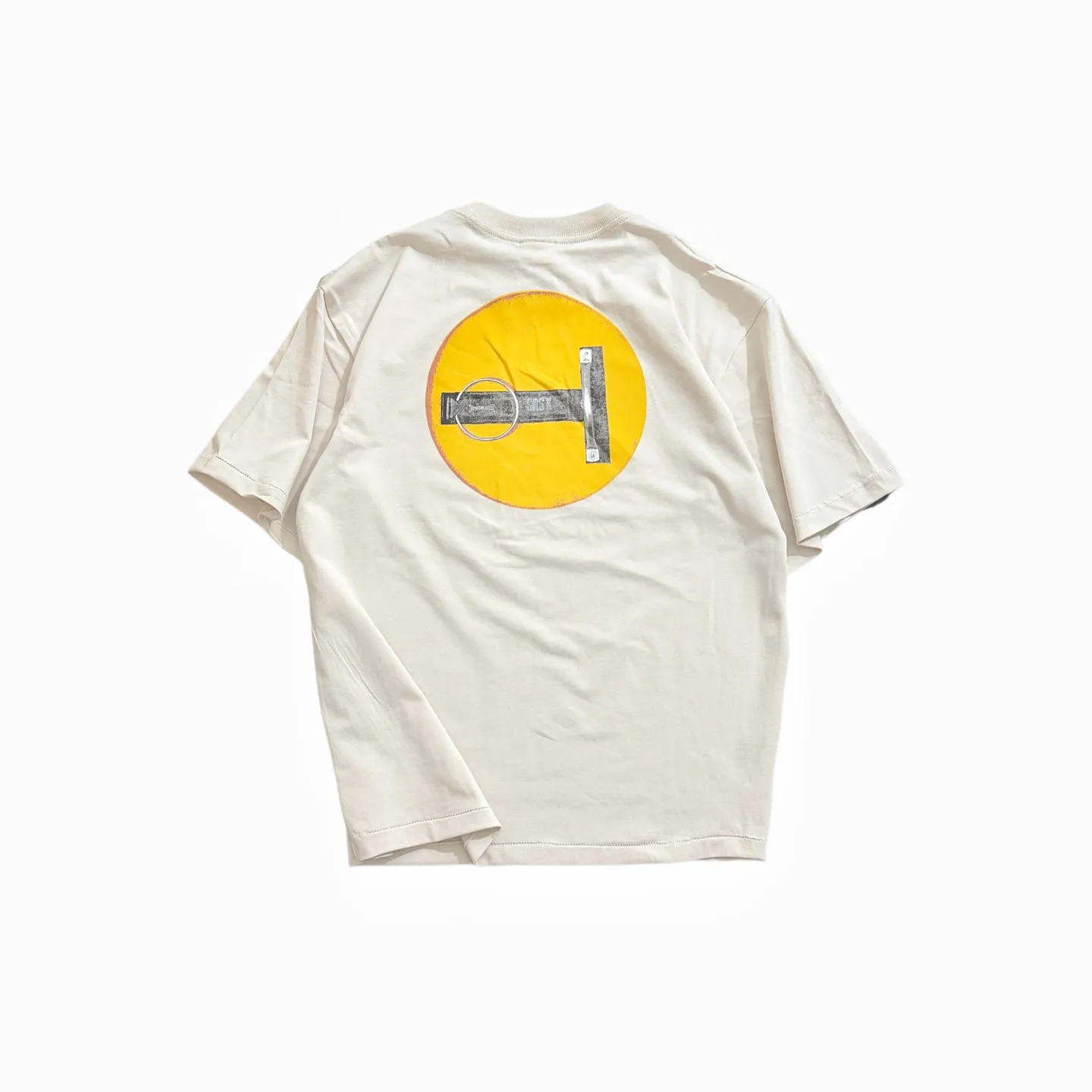 ❥8048#P126 Saint Mxxxxxx ✖️KLF new smiley face Made of double yarn double-ply pure cotton fabric 290 grams, comfortable and breathable to wear, full of street feel, loose fit Craftsmanship: glue rusty printing Size: (S-M-L-XL) Color: gray apricot